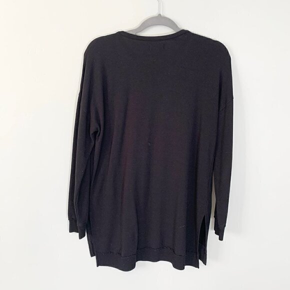 Cupio black stretch long sleeve long lines tunic pullover lightweight sweatshirt - Picture 4 of 8